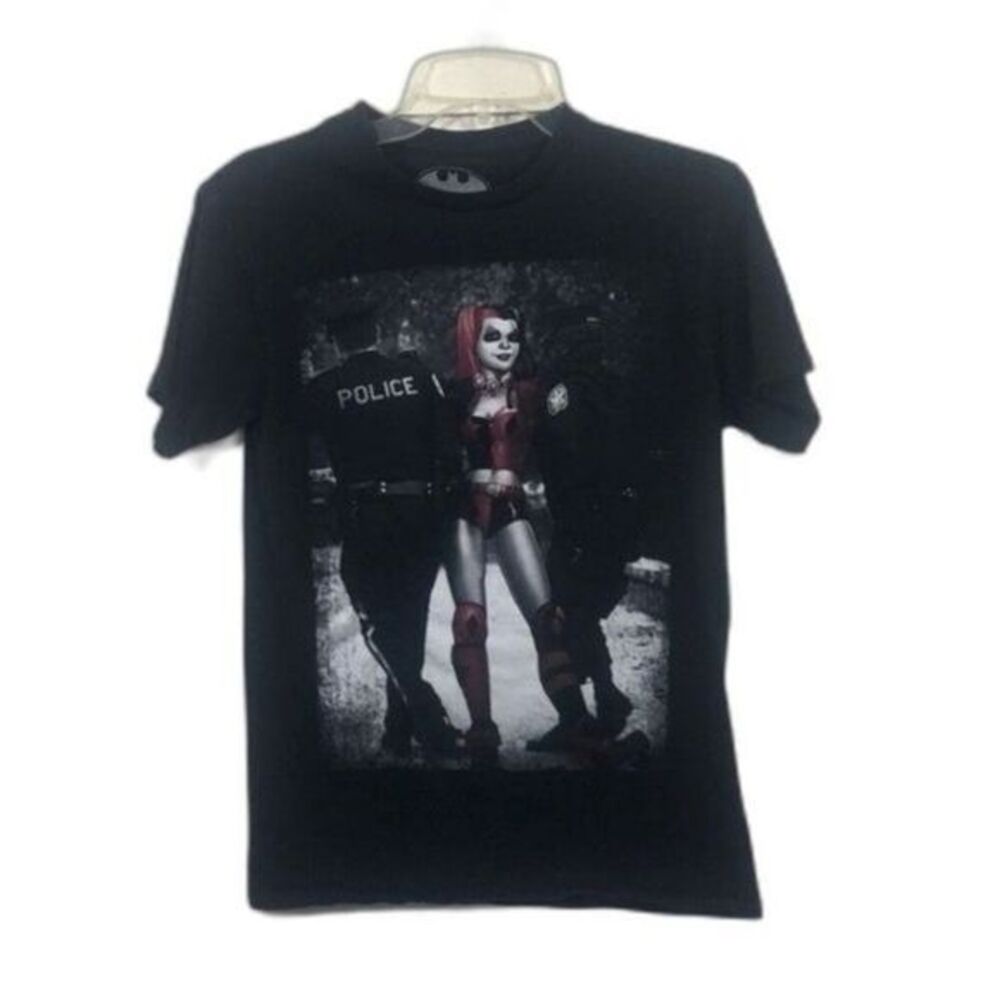 Batman Harley Quinn Police‎ Graphic Print Black T-Shirt